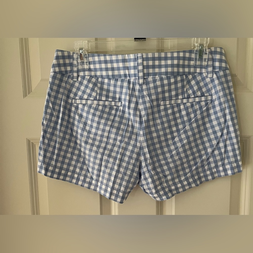 J.Crew blue and white gingham checked shorts, size 4 spring summer preppy - Picture 2 of 4